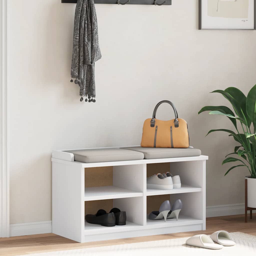 Panca da Corridoio SANDNES Bianca 87x40x50 cm in Legno di Pino | homemem39