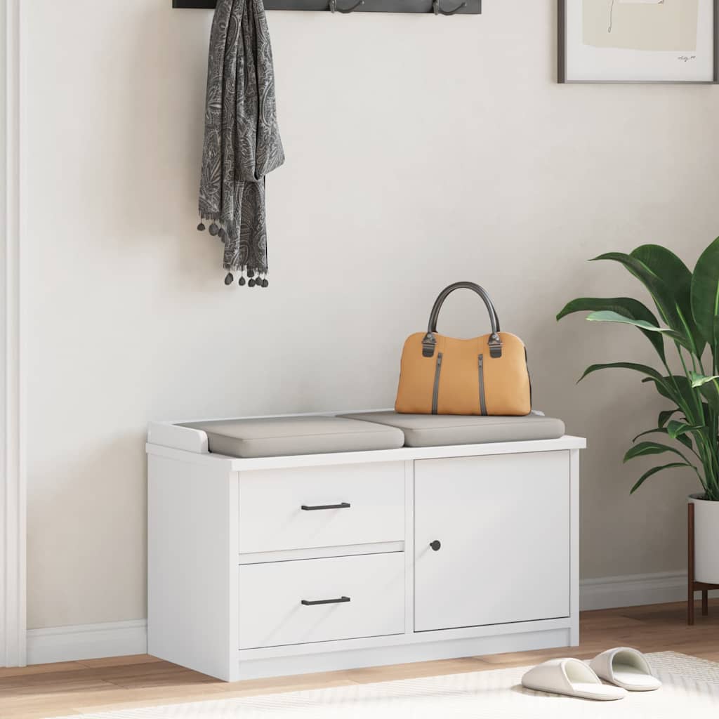 Panca da Corridoio SANDNES Bianca 87x40x50 cm in Legno di Pino | homemem39