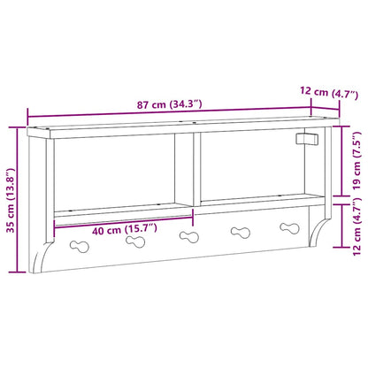 Appendiabiti da Parete SANDNES 87x12x35 cm in Legno di Pino - homemem39