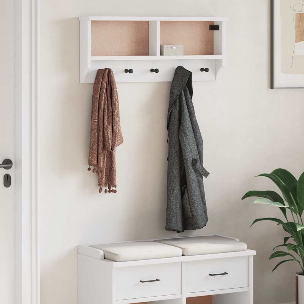 Appendiabiti da Parete SANDNES Bianco 87x12x35 cm Legno di Pino - homemem39