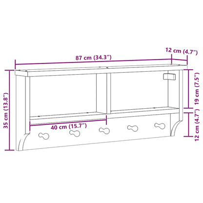 Appendiabiti da Parete SANDNES Bianco 87x12x35 cm Legno di Pino - homemem39