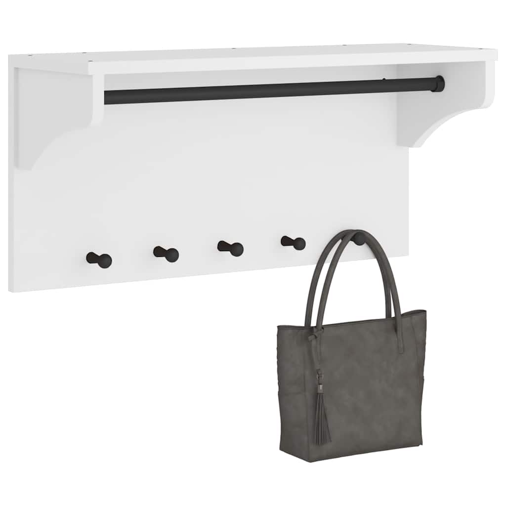 Appendiabiti da Parete SANDNES Bianco 87x30x42 cm Legno di Pino - homemem39