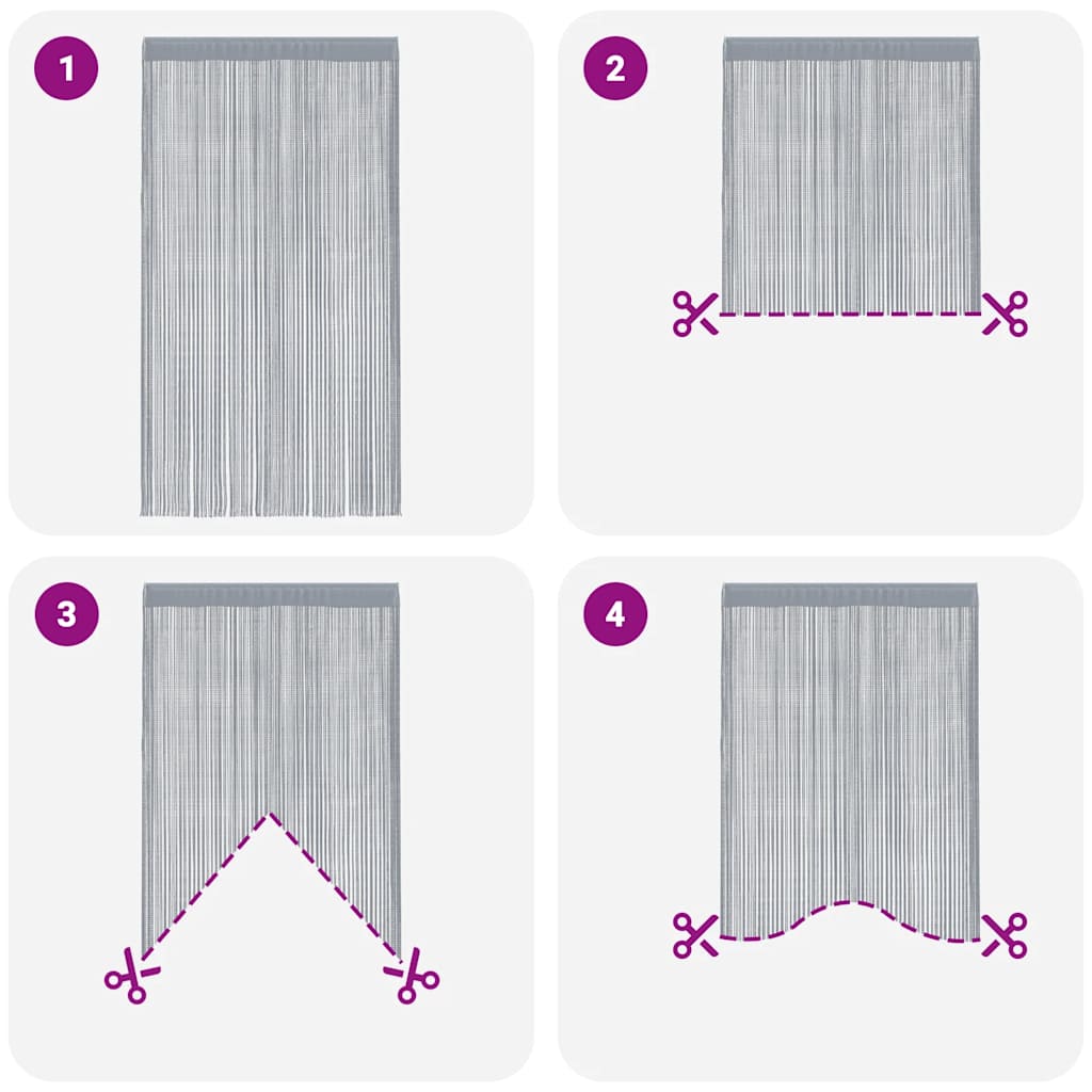 Tende a fili 2 pz Antracite 140x250 cm | homemem39