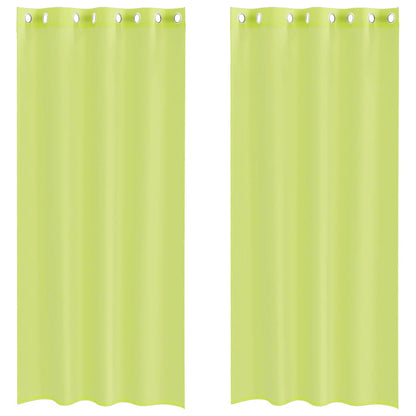 Tende in Voile con Occhielli 2 pz Verde Mela 140x225 cm