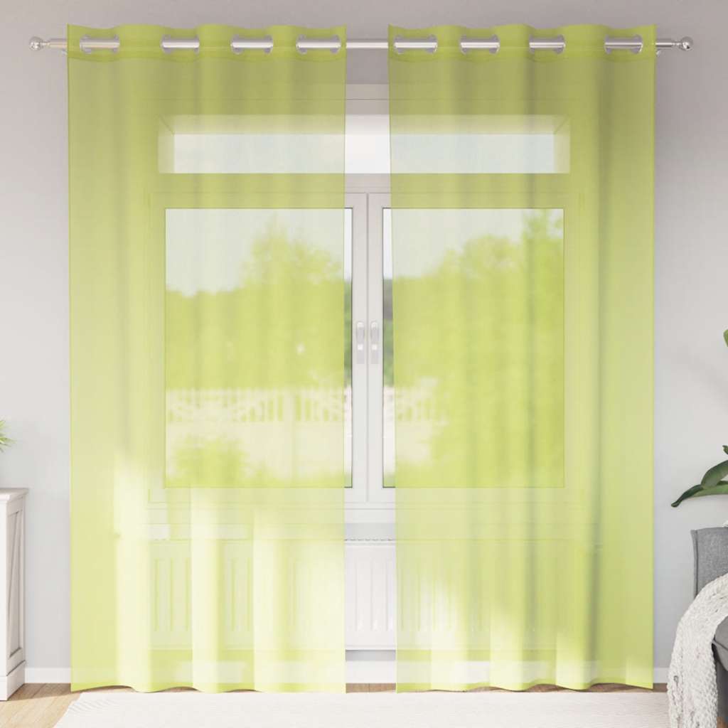 Tende in Voile con Occhielli 2 pz Verde Mela 140x245 cm | homemem39