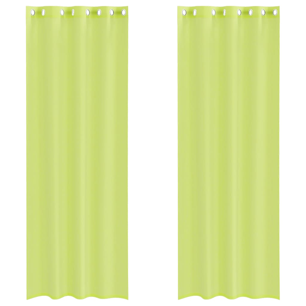 Tende in Voile con Occhielli 2 pz Verde Mela 140x260 cm | homemem39