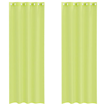 Tende in Voile con Occhielli 2 pz Verde Mela 140x300 cm