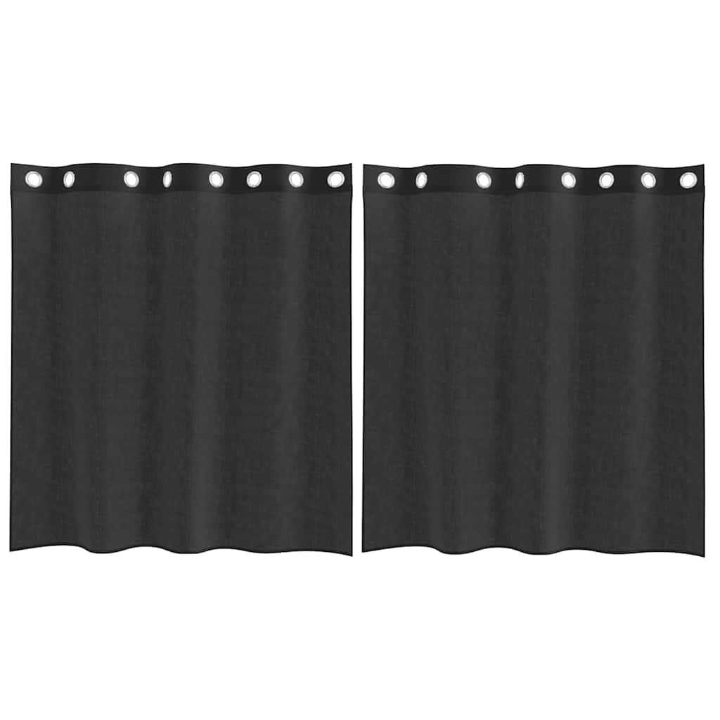 Tende in Voile con Occhielli 2 pz Nero 140x140 cm | homemem39