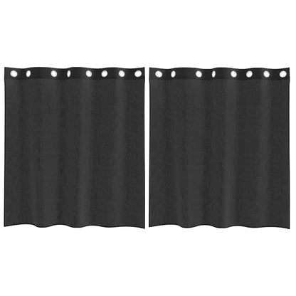 Tende in Voile con Occhielli 2 pz Nero 140x140 cm | homemem39