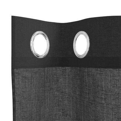 Tende in Voile con Occhielli 2 pz Nero 140x175 cm | homemem39