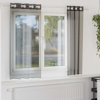 Tende in Voile con Occhielli 2 pz Nero 140x175 cm | homemem39