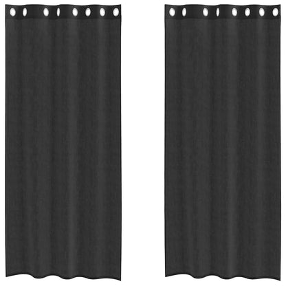Tende in Voile con Occhielli 2 pz Nero 140x225 cm | homemem39
