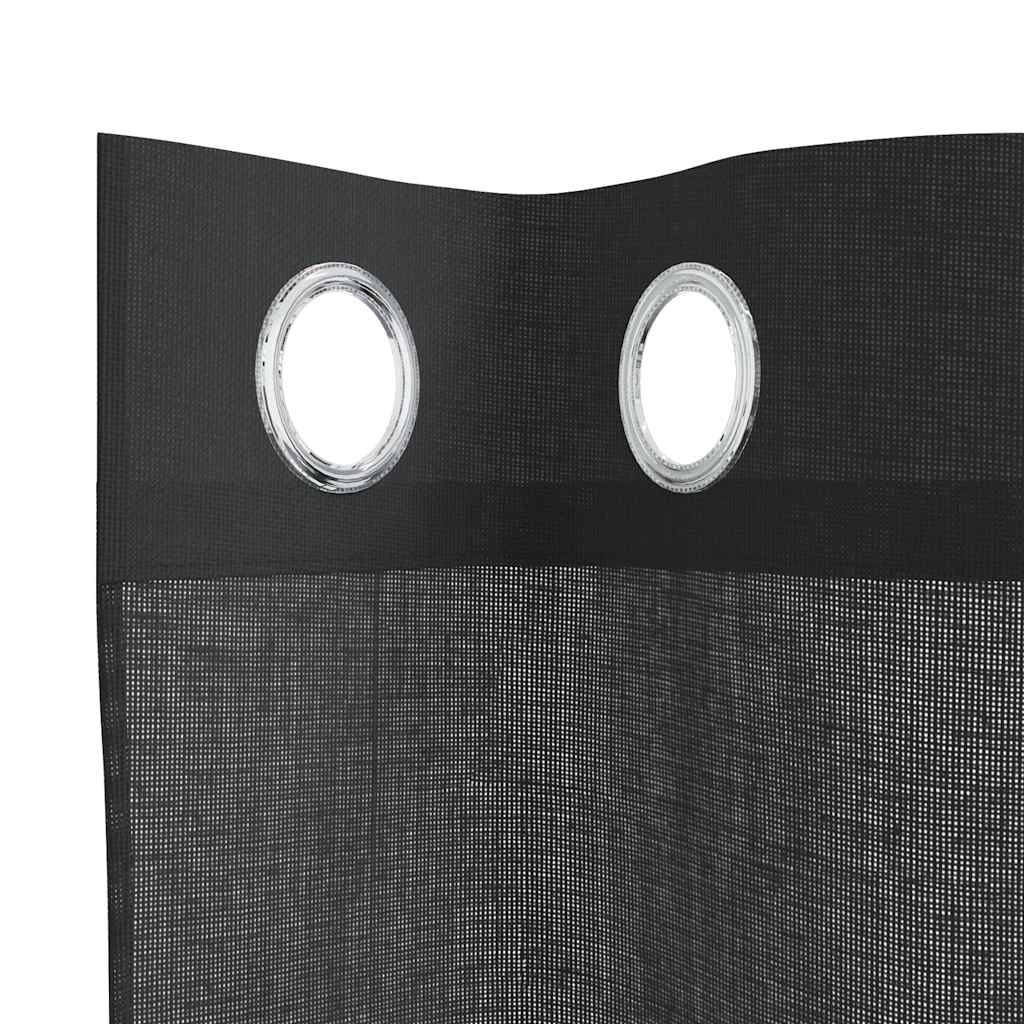 Tende in Voile con Occhielli 2 pz Nero 140x245 cm | homemem39