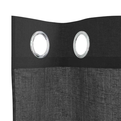 Tende in Voile con Occhielli 2 pz Nero 140x260 cm