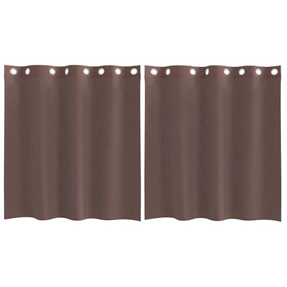 Tende in Voile con Occhielli 2 pz Marrone 140x140 cm