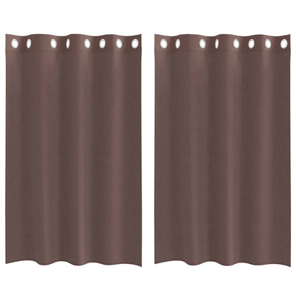 Tende in Voile con Occhielli 2 pz Marrone 140x175 cm | homemem39