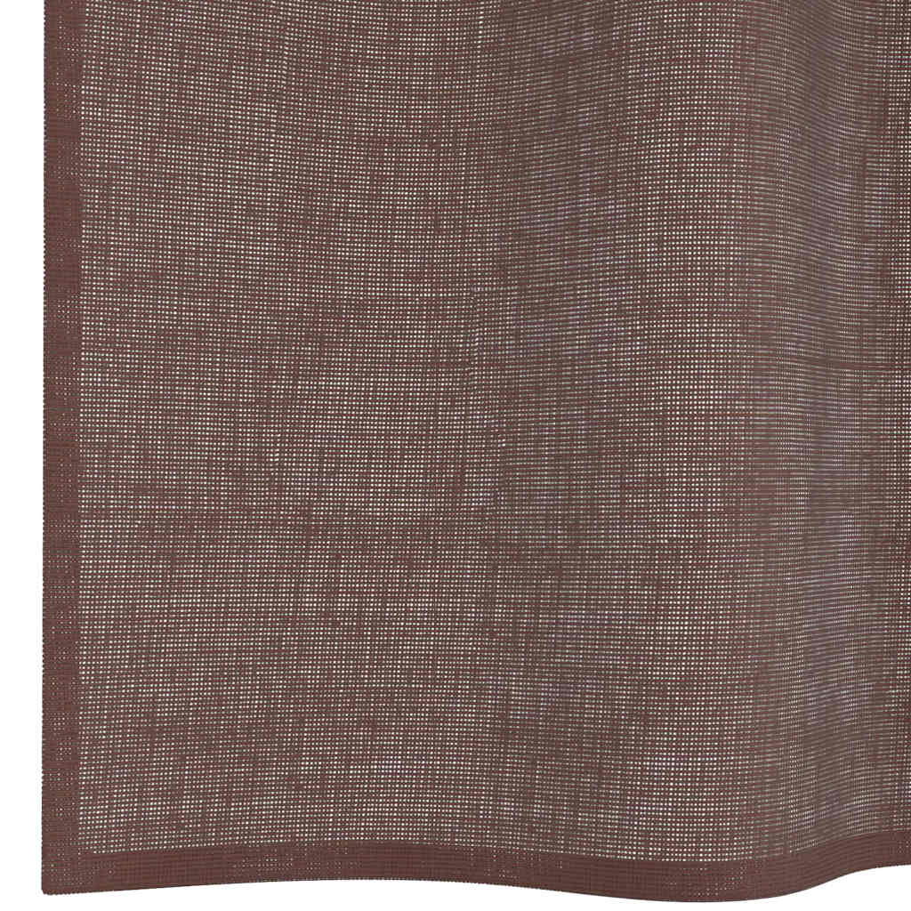 Tende in Voile con Occhielli 2 pz Marrone 140x175 cm