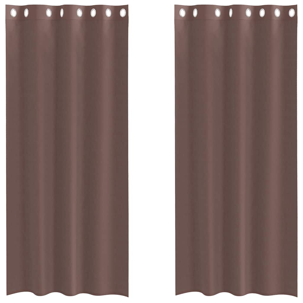 Tende in Voile con Occhielli 2 pz Marrone 140x225 cm