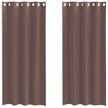 Tende in Voile con Occhielli 2 pz Marrone 140x225 cm