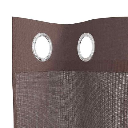 Tende in Voile con Occhielli 2 pz Marrone 140x225 cm | homemem39