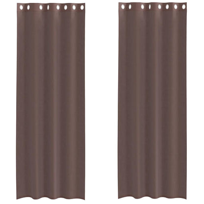 Tende in Voile con Occhielli 2 pz Marrone 140x260 cm | homemem39