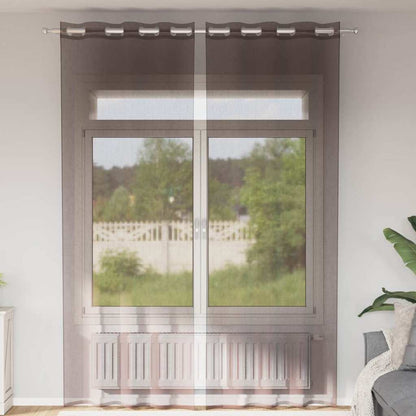 Tende in Voile con Occhielli 2 pz Marrone 140x260 cm | homemem39