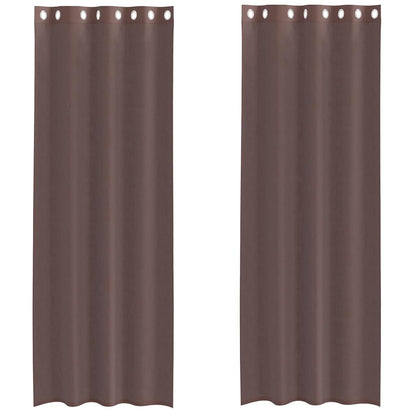 Tende in Voile con Occhielli 2 pz Marrone 140x300 cm