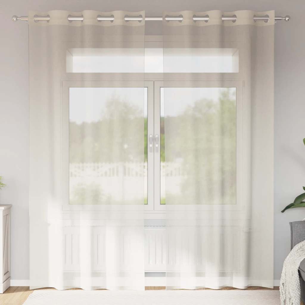 Tende in Voile con Occhielli 2 pz Crema 140x245 cm | homemem39