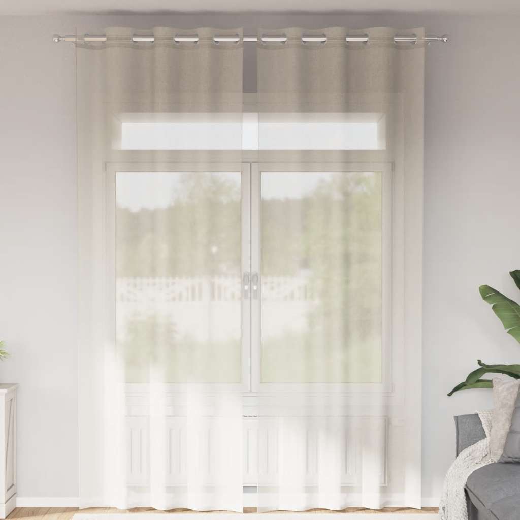 Tende in Voile con Occhielli 2 pz Crema 140x260 cm