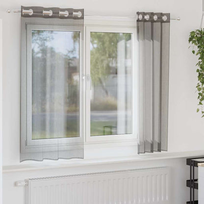 Tende in Voile con Occhielli 2 pz Grigio Scuro 140x140 cm | homemem39