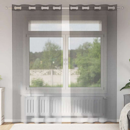 Tende in Voile con Occhielli 2 pz Grigio Scuro 140x225 cm | homemem39