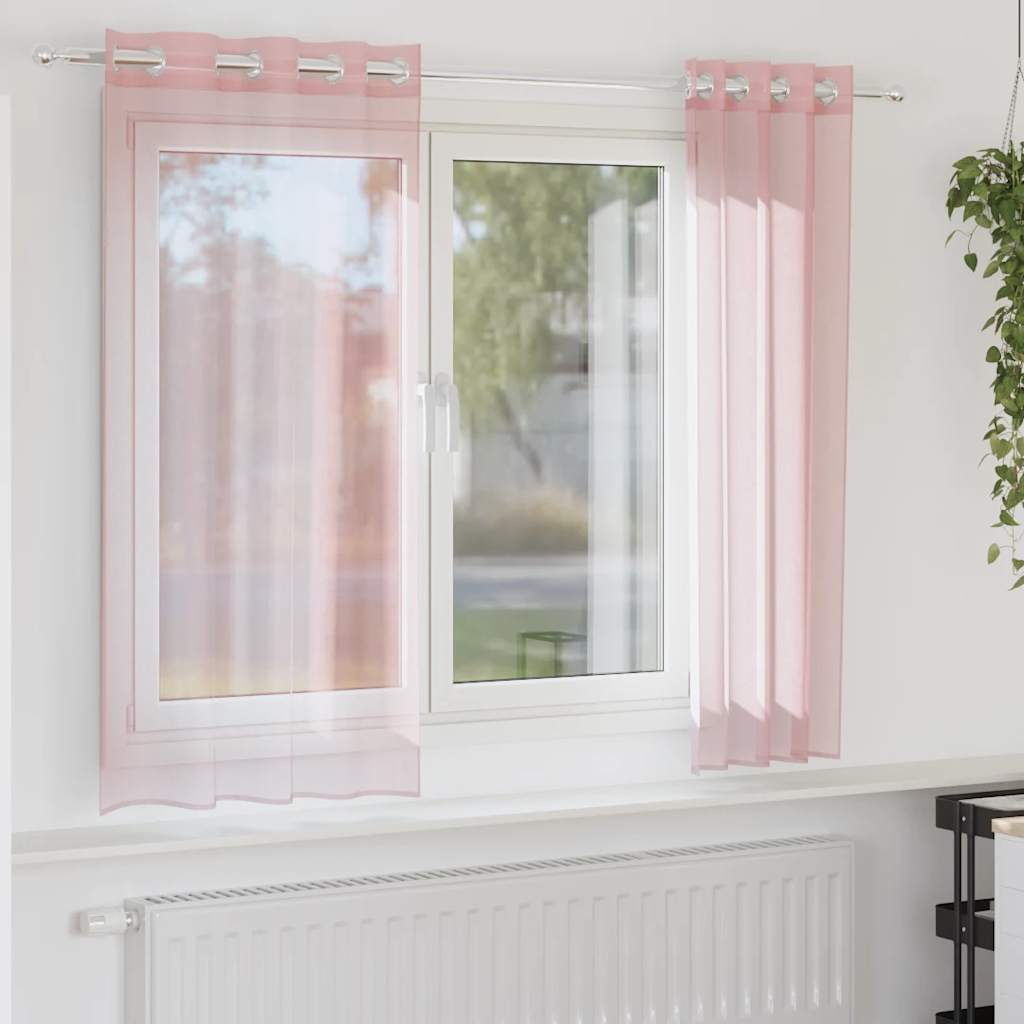Tende in Voile con Occhielli 2 pz Rosa Chiaro 140x175 cm | homemem39