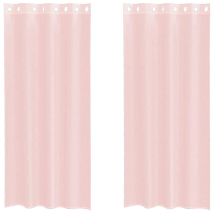 Tende in Voile con Occhielli 2 pz Rosa Chiaro 140x245 cm | homemem39