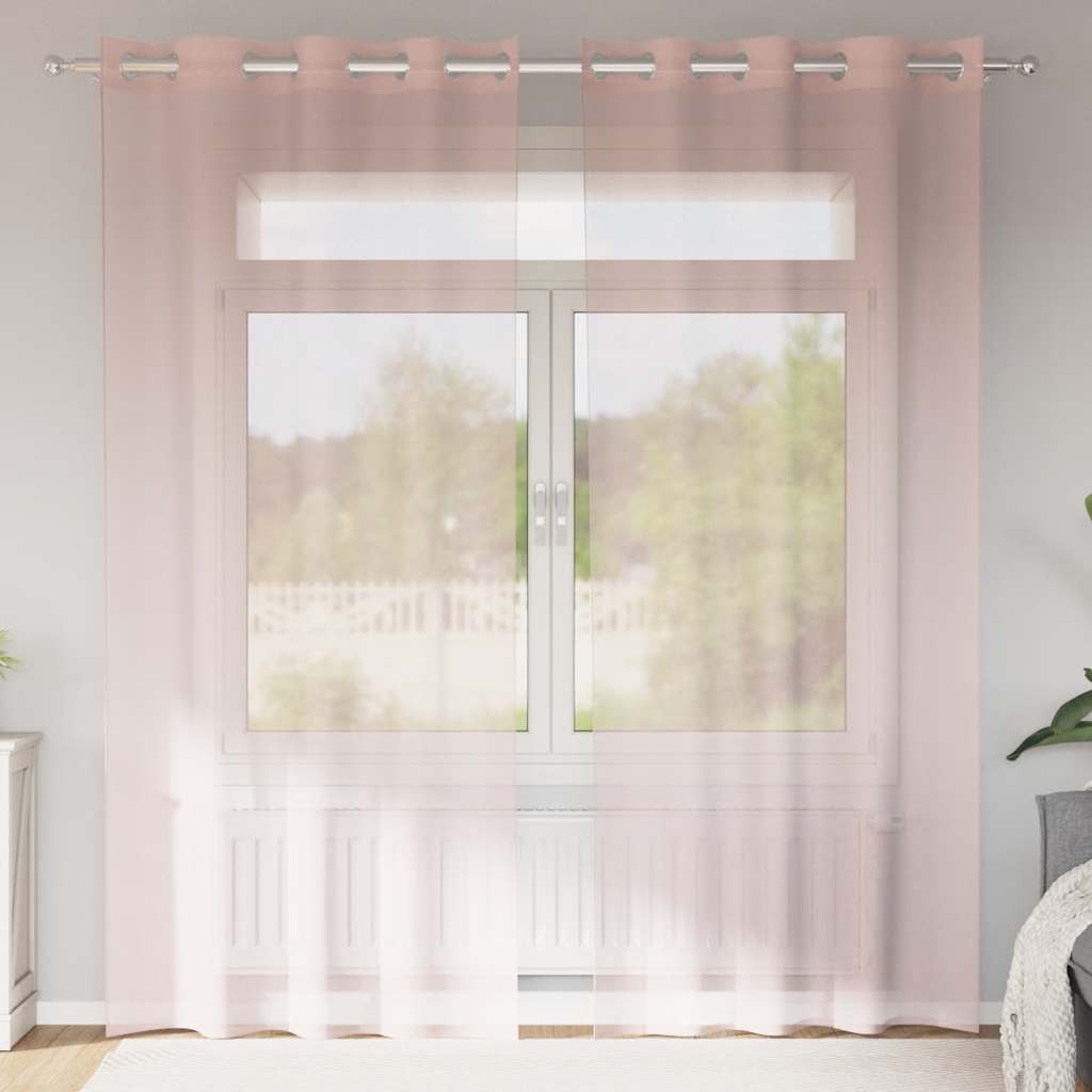 Tende in Voile con Occhielli 2 pz Rosa Chiaro 140x245 cm | homemem39