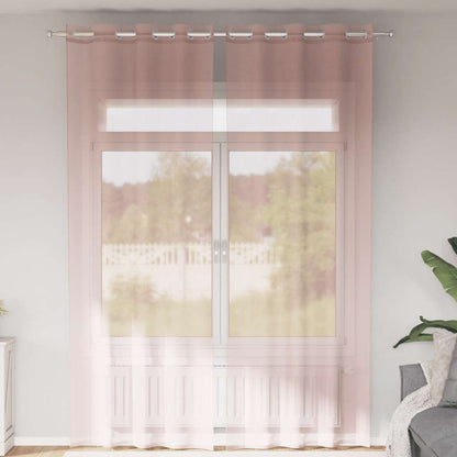 Tende in Voile con Occhielli 2 pz Rosa Chiaro 140x300 cm | homemem39