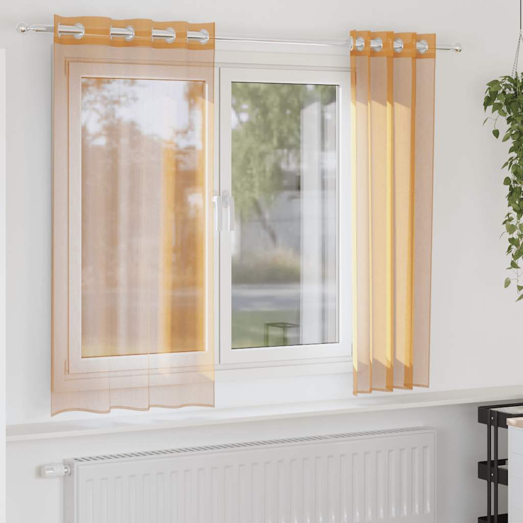 Tende in Voile con Occhielli 2 pz Arancio 140x140 cm | homemem39