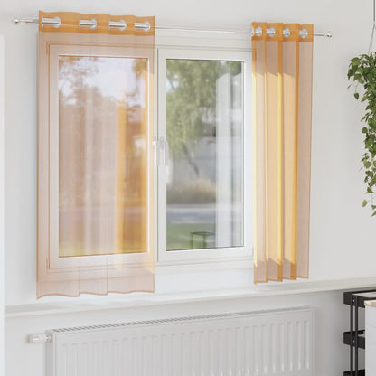 Tende in Voile con Occhielli 2 pz Arancio 140x175 cm | homemem39