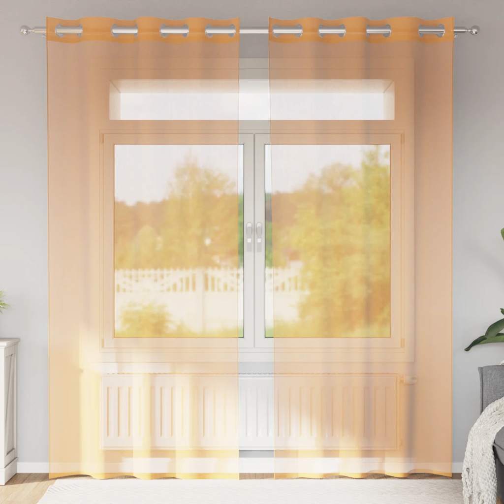 Tende in Voile con Occhielli 2 pz Arancio 140x225 cm | homemem39