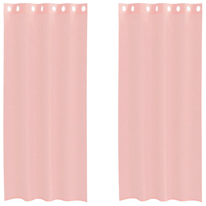 Tende in Voile con Occhielli 2 pz Rosa 140x225 cm | homemem39