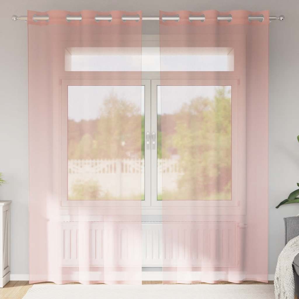Tende in Voile con Occhielli 2 pz Rosa 140x225 cm | homemem39