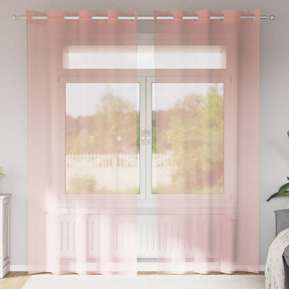 Tende in Voile con Occhielli 2 pz Rosa 140x225 cm | homemem39