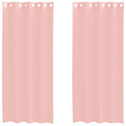 Tende in Voile con Occhielli 2 pz Rosa 140x245 cm | homemem39