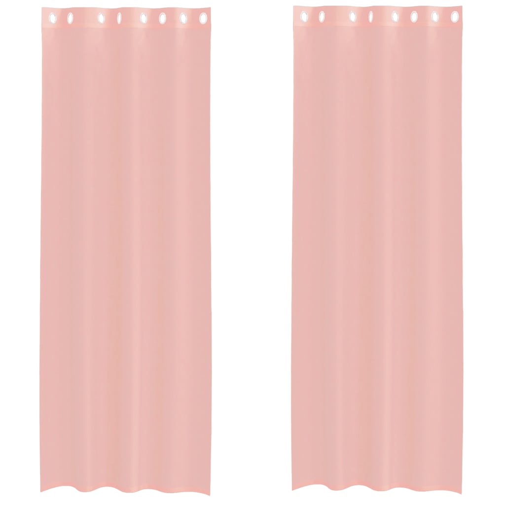 Tende in Voile con Occhielli 2 pz Rosa 140x260 cm | homemem39