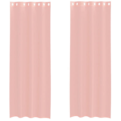 Tende in Voile con Occhielli 2 pz Rosa 140x260 cm | homemem39