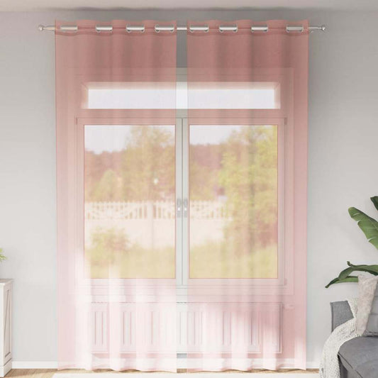 Tende in Voile con Occhielli 2 pz Rosa 140x260 cm