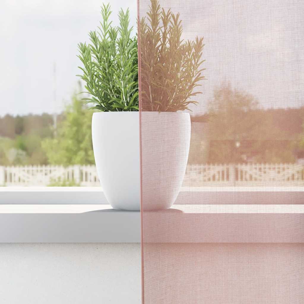 Tende in Voile con Occhielli 2 pz Rosa 140x300 cm | homemem39