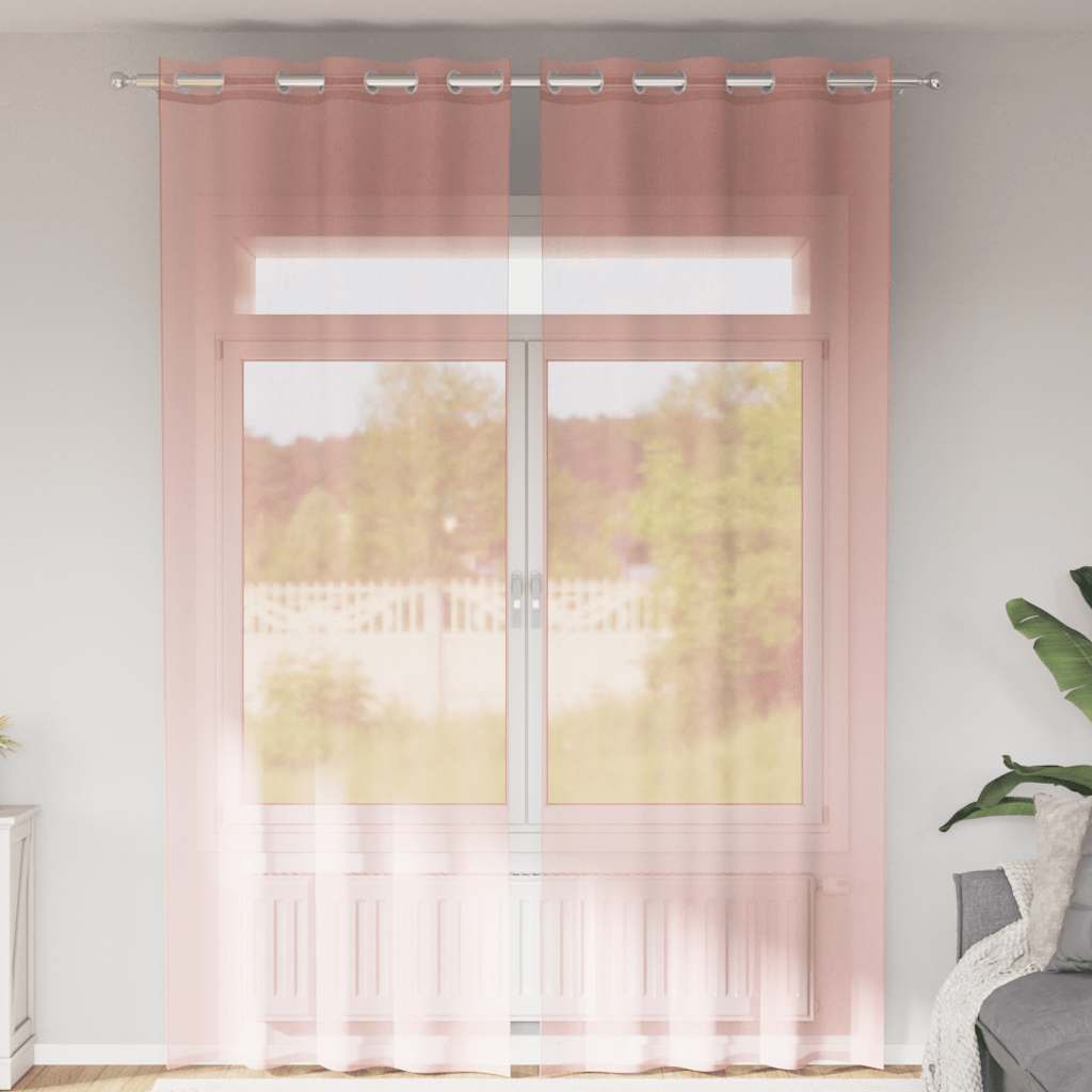 Tende in Voile con Occhielli 2 pz Rosa 140x300 cm | homemem39