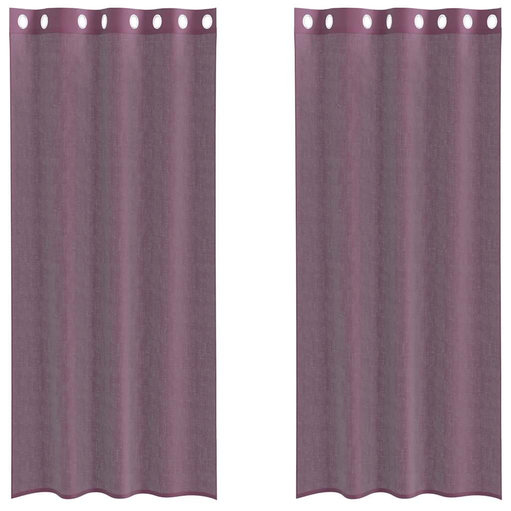 Tende in Voile con Occhielli 2 pz Viola 140x225 cm