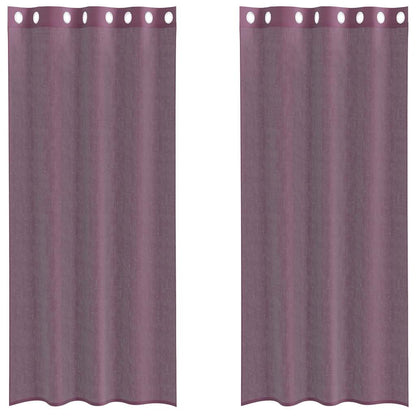 Tende in Voile con Occhielli 2 pz Viola 140x225 cm