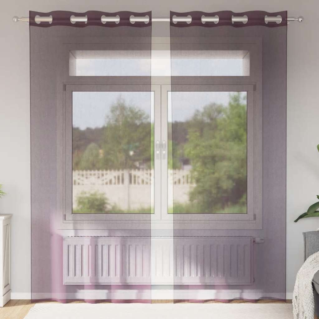 Tende in Voile con Occhielli 2 pz Viola 140x225 cm | homemem39